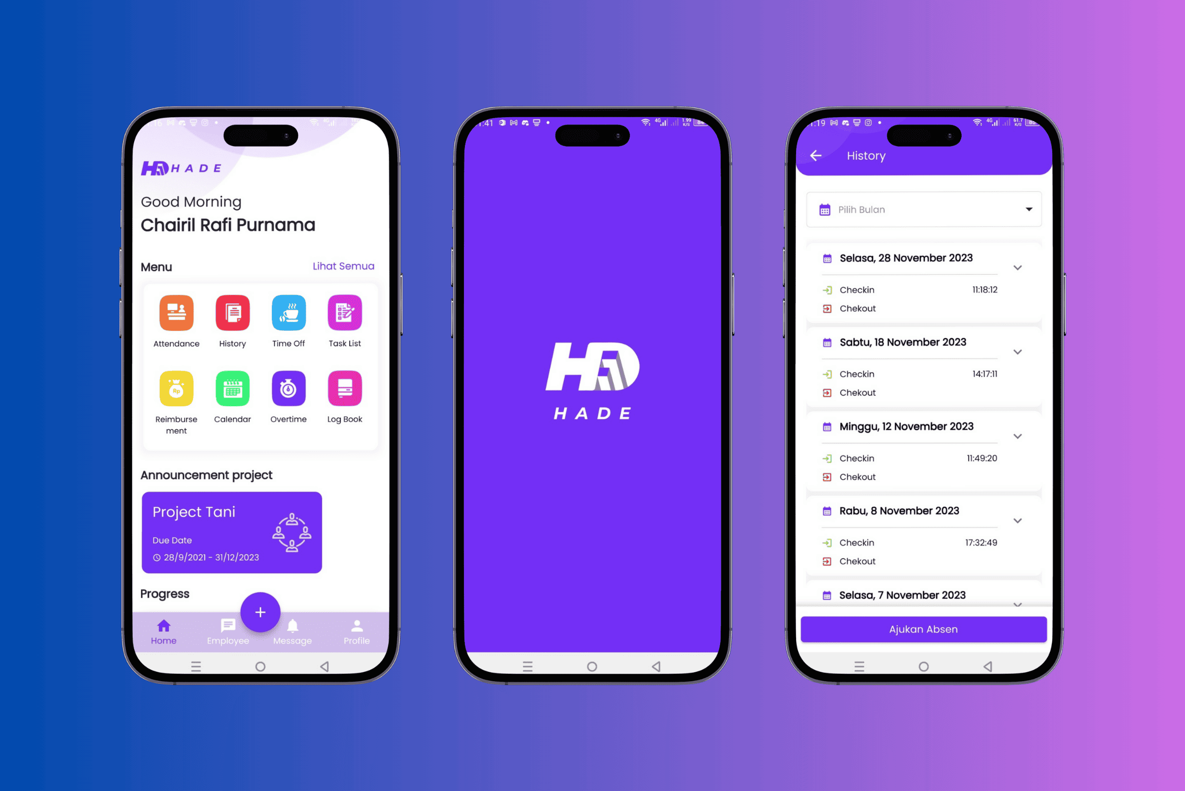Hade employee attendance mobile application